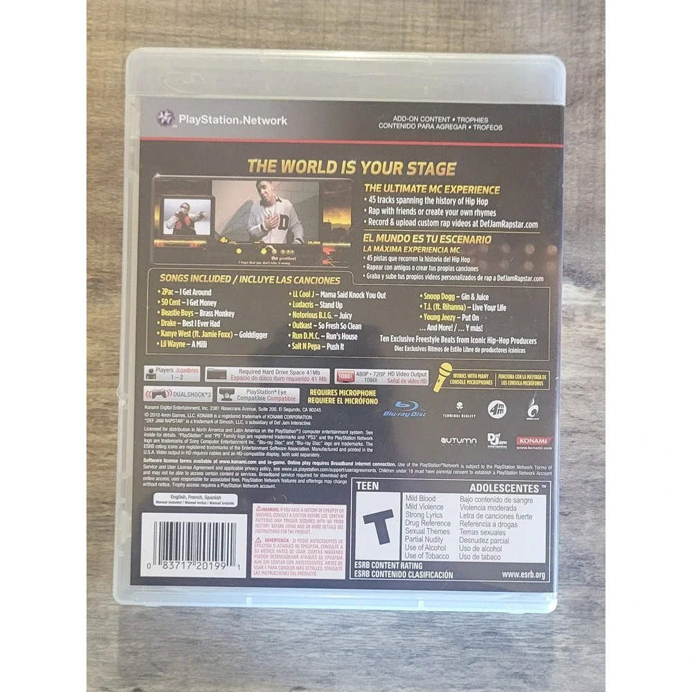 Def Jam‎ Rapstar PS3 Sony PlayStation 3 2010 CIB Complete Near Mint Disc